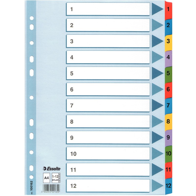 Przekładki Kartonowe Esselte Mylar A4 Numeryczne