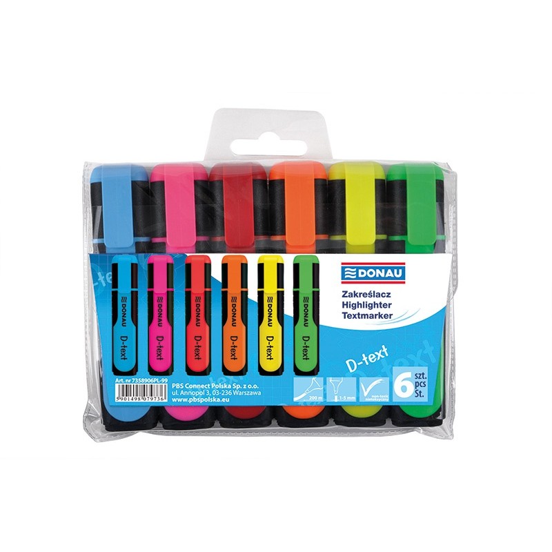 Zakreślacz Textmarker 6Szt-Mix Biella 7358906Pl-99