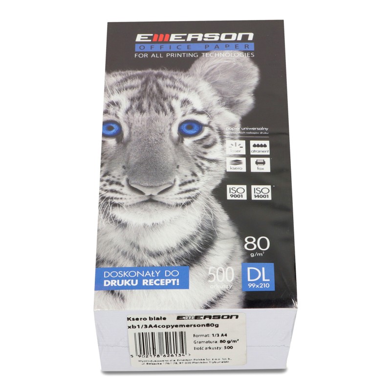 Papier Receptowy 1/3 A4 Emerson Tiger 80G Ryza 500Arkuszy Xb1/3A4Copyemerson80G