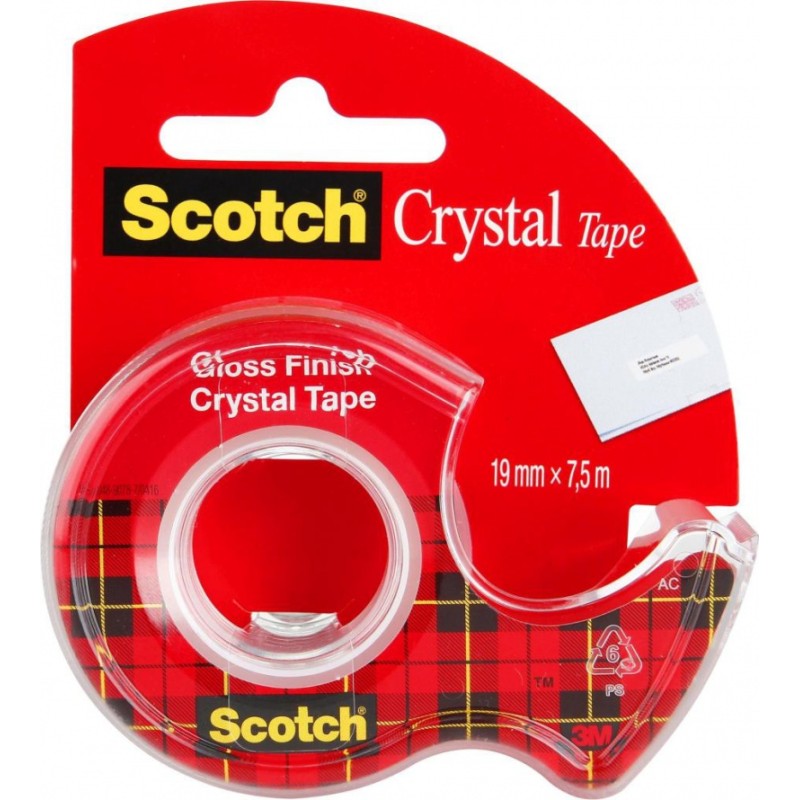 Taśma Biurowa Scotch Crystal Clear (6-1975), Transparentna, 19Mm, 7, 5M