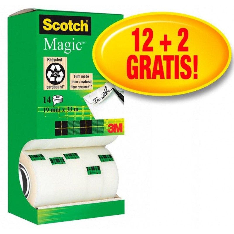 Taśma Biurowa Scotch Magic (8-1933R14 Tpr), Matowa, 19Mm, 33M, 12Szt., 2 Rolki Gratis