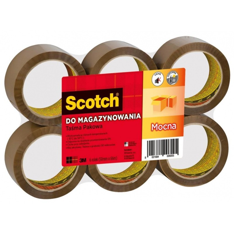 Taśma Pakowa Scotch (309 Brw), Mocna, Akrylowa, Cicha, 50Mm, 66M, Brązowa Uu010249330 3M-Uu010249330