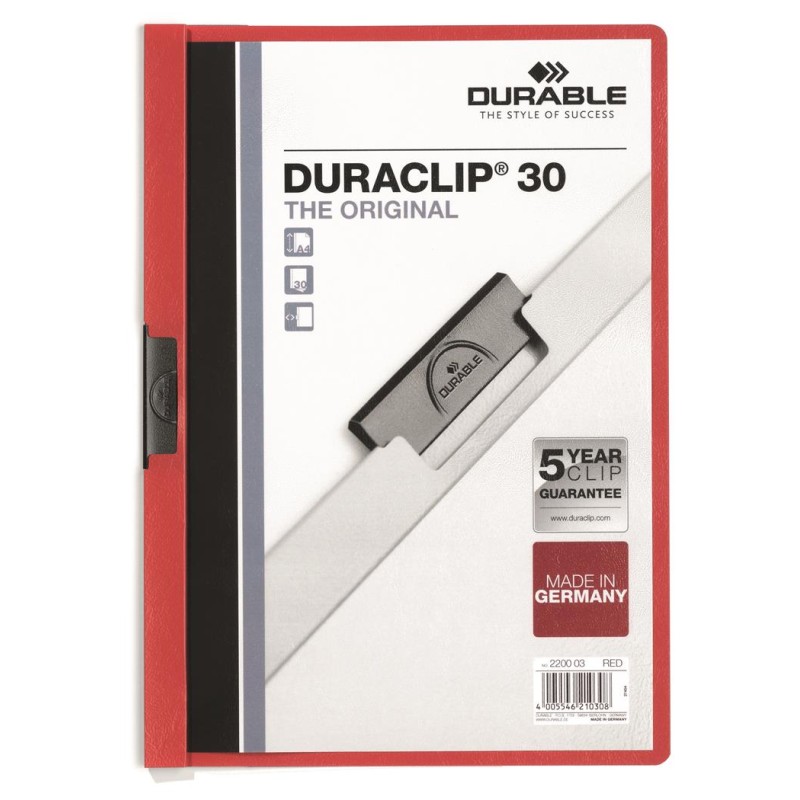 Skoroszyt Durable Duraclip Original 30 Czerwony 2200-03