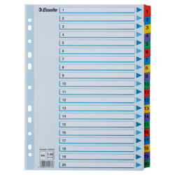 Przekładki Kartonowe Mylar A4 1-20 100163 Białe Esselte