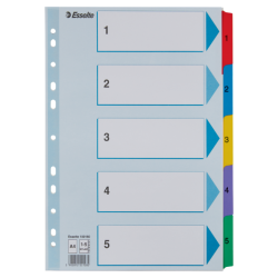 Przekładki Kartonowe Mylar A4 1-5 100160 Białe Esselte