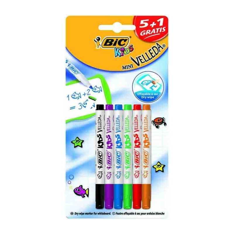Marker Suchościeralny Bic Kids Mini Velleda Marker Suchościeralny Mix Blister 6Szt, 8413871