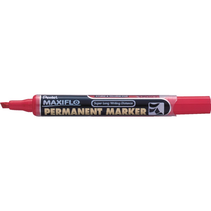 Marker Permanentny Maxiflo Nlf60 Czerwony Ścięty Z Tłoczkiem Pentel