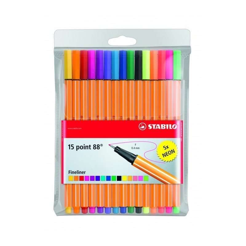 Cienkopis Stabilo Point 88 Komplet 15Szt. W Tym 5 Neonowych 8815-1