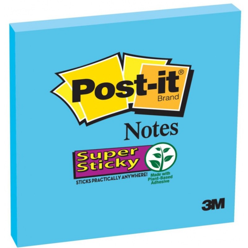 Bloczek Samoprzylepny Post-It Super Sticky (654-6Ss-Eb), 76X76Mm, 1X90 Kartek, Niebieski