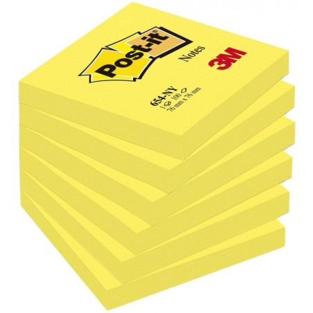 Bloczek Samoprzylepny Post-It_ (654Ny), 76X76Mm, 1X100 Kart., Jaskrawy Żółty