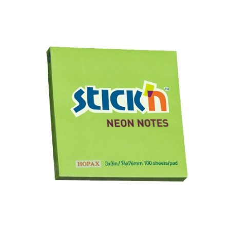 Bloczek Stickn 76X76Mm Zielony Neonowy 100K 21167 Stickn
