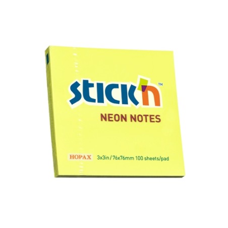 Bloczek Stickn 76X76Mm Żółty Neonowy 100K 21133 Stickn