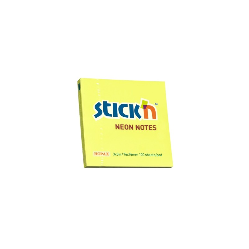 Bloczek Stickn 76X76Mm Żółty Neonowy 100K 21133 Stickn