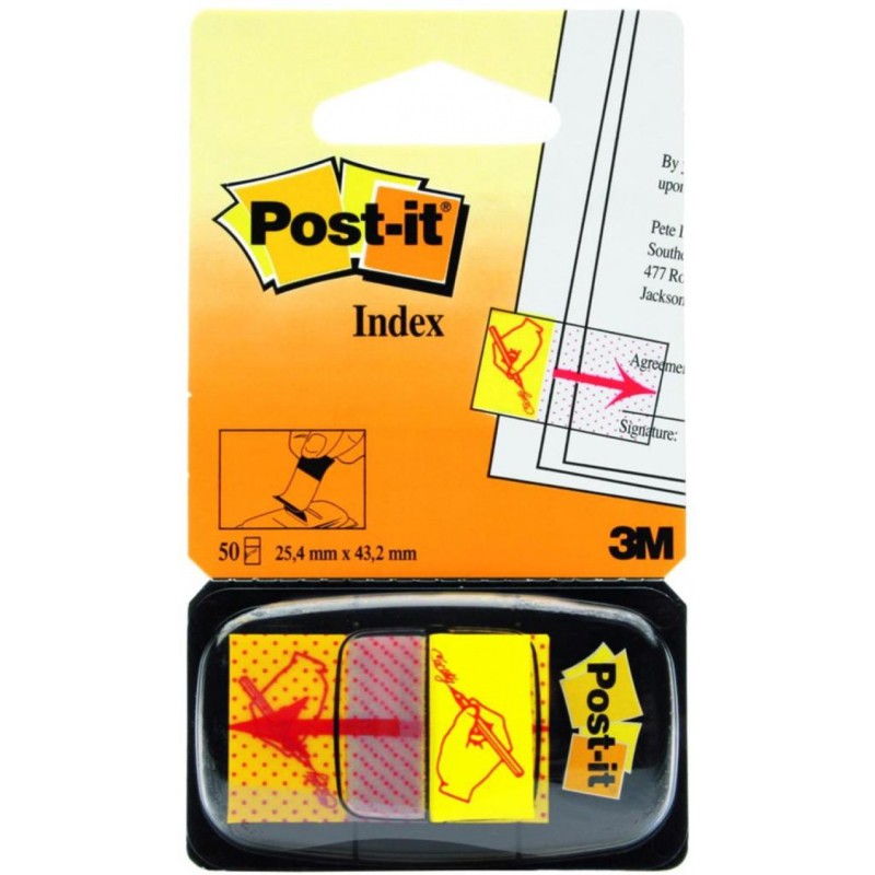 Zakładki Indeksujące Post-It Z Nadrukiem Ręka+Ołówek (680-31), Pp, 25,4X43,2Mm, 50 Kart.