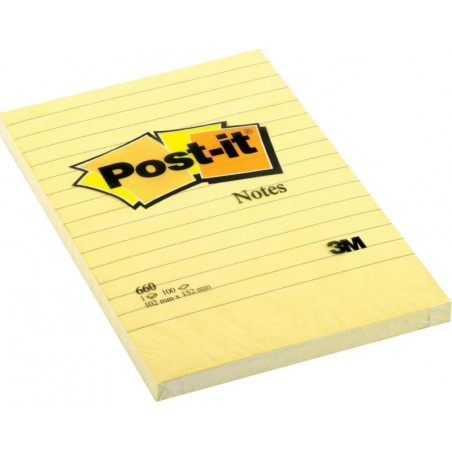 Bloczek Samoprzylepny Post-It W Linię (660), 102X152Mm, 1X100 Kart., Żółty