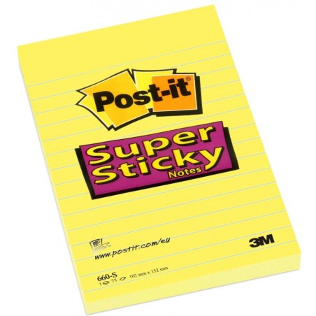 Bloczek Samoprzylepny Post-It_ Super Sticky (660-S), 102X152Mm, 1X75 Kart., Żółty