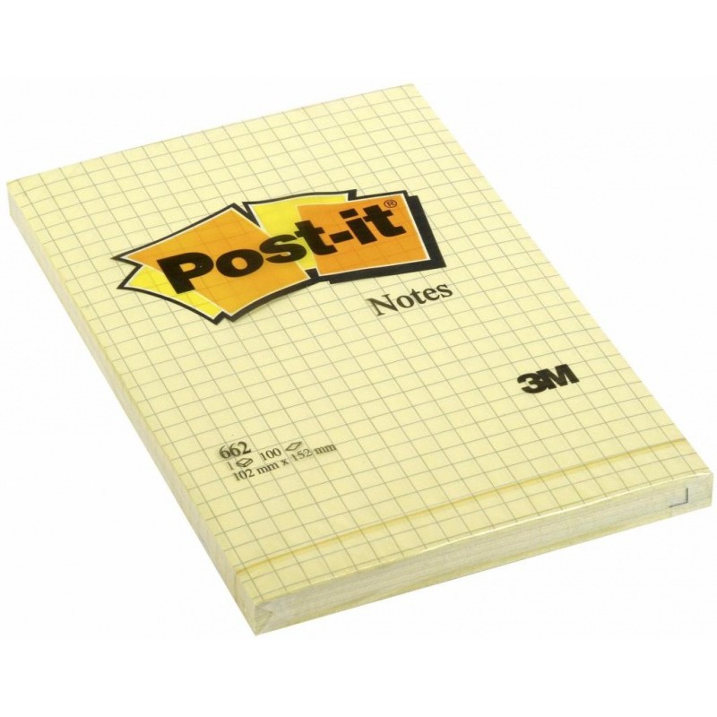 Bloczek 3M Post-It 662 102X152Mm Żółte 100K Kratka Ft510010638