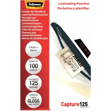 Folia Laminacyjna Fellowes 54X86Mm/125Μm Błyszczaca (100)