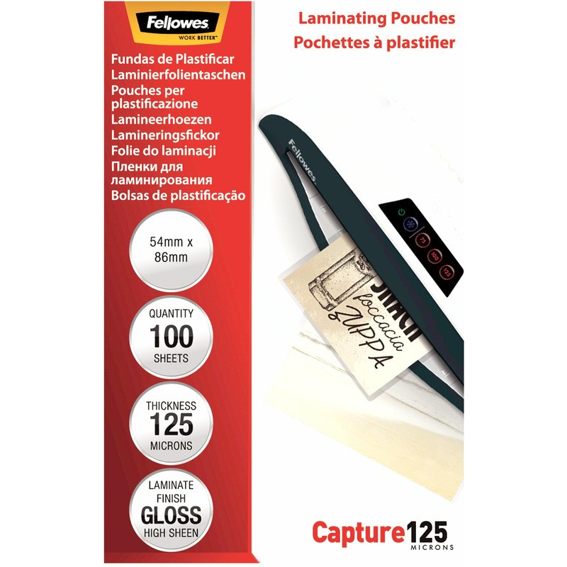 Folia Laminacyjna Fellowes 54X86Mm/125Μm Błyszczaca (100)