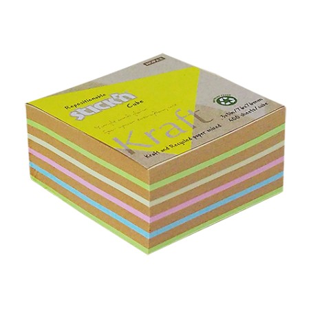 Notes Kostka Kraft 76X76Mm, 5 Kolorów, 400 Kart. Stickn 21824