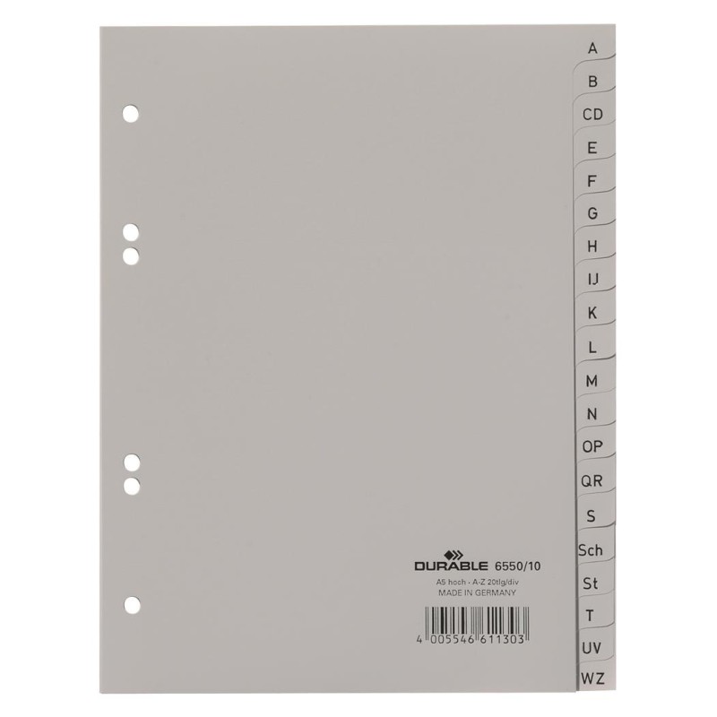 Przekładki A5 A-Z Pp Szare 655010 Durable
