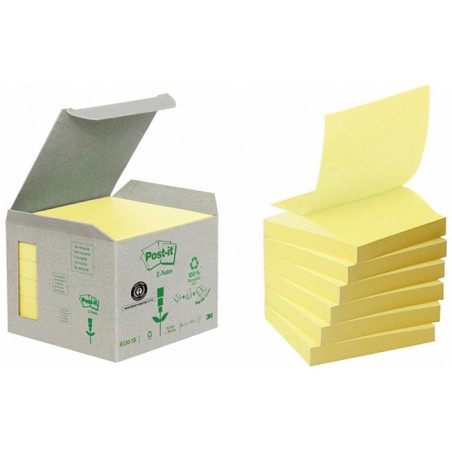 Ekologiczne Karteczki Samoprzylepne R330-1B Post-It_ Z-Notes Z Certyfikatem Pefc Recycled, Żółte, 76X76Mm, 6 Bloczków Po 100 Kar