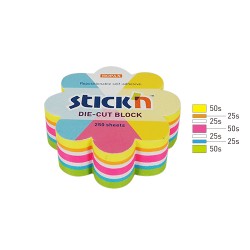 Notes Kwiatek, 67X67Mm, Mix 5 Kol. Neon+Biały, 250Kart. Stickn 21833