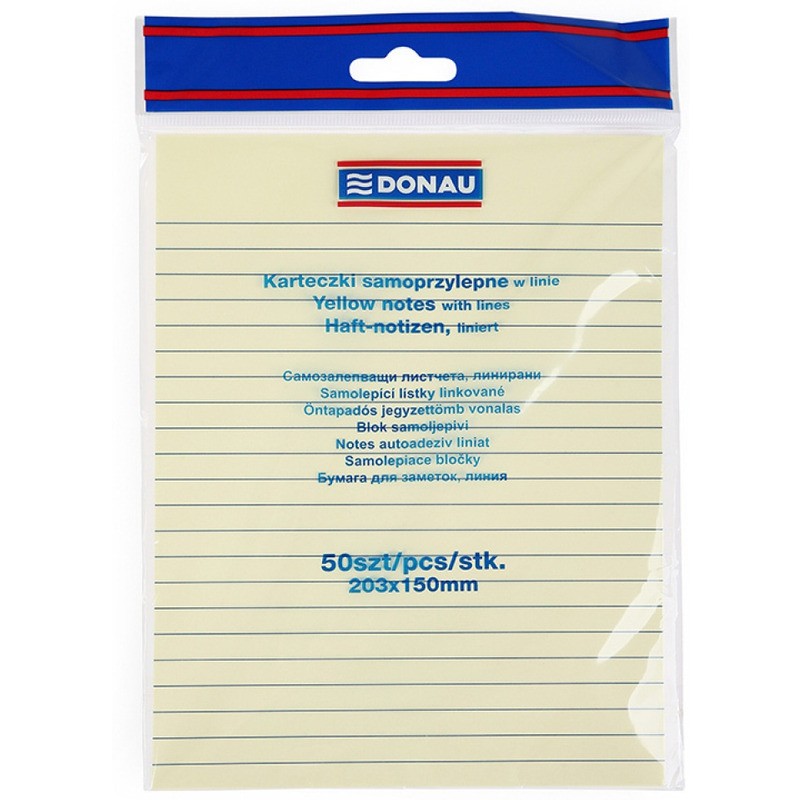 Karteczki Donau 203X150Mm W Linie Żółte (50)