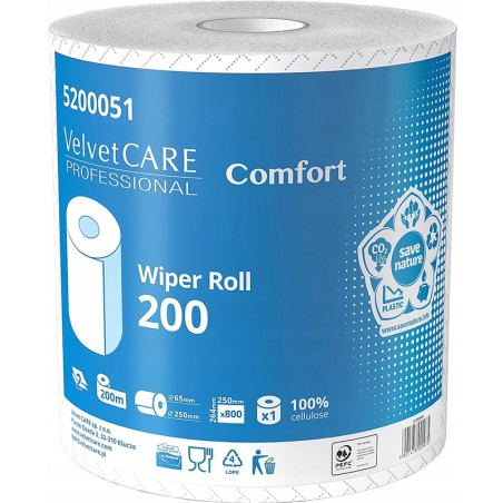 Czyściwo W Rolce Velvet Care Comfort 200M 2W Celuloza Białe
