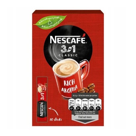 Kawa Nescafe Classic 3W1 10 X Paluszek 1,65G Rozpuszczalna
