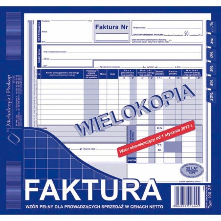 Faktura Vat 2/3 A4 (Wielokopia)