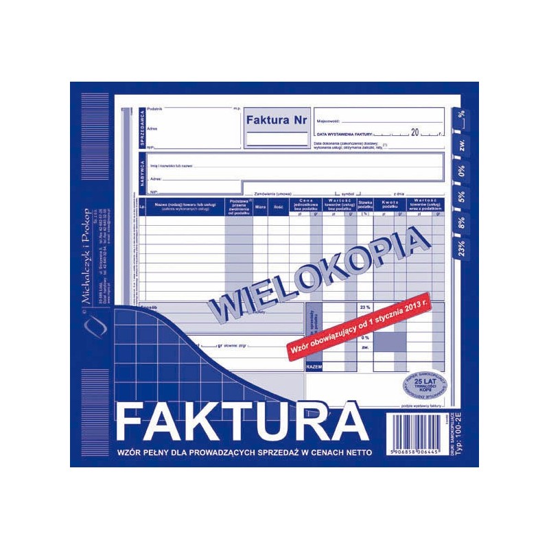 Faktura Vat 2/3 A4 (Wielokopia)