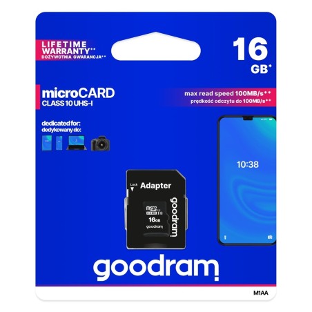 Karta Pamięci Goodram M1Aa-0160R12 (16Gb  Class 10, Class U1  Adapter, Karta Pamięci)