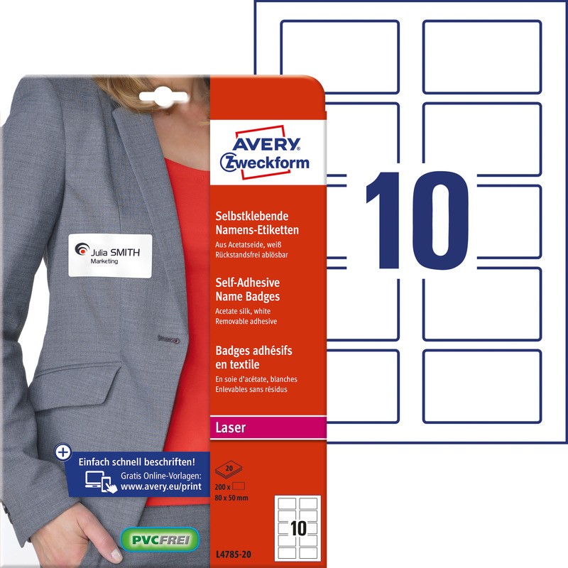 Identyfikatory Samoprzylepne Avery Zweckform 80X50Mm Białe (20)