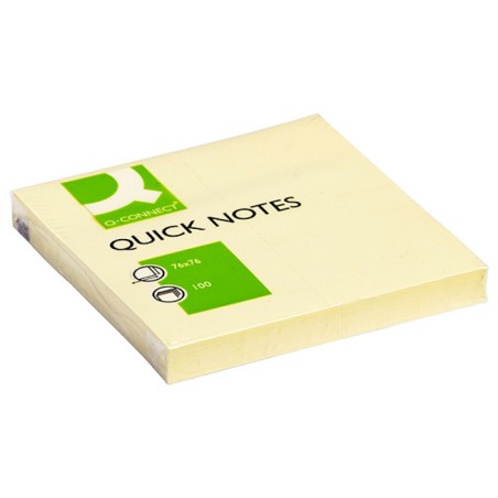 Bloczek Samoprzylepny Q-Connect, 76X76Mm, 1X100 Kart., Jasnożółty Kf10502