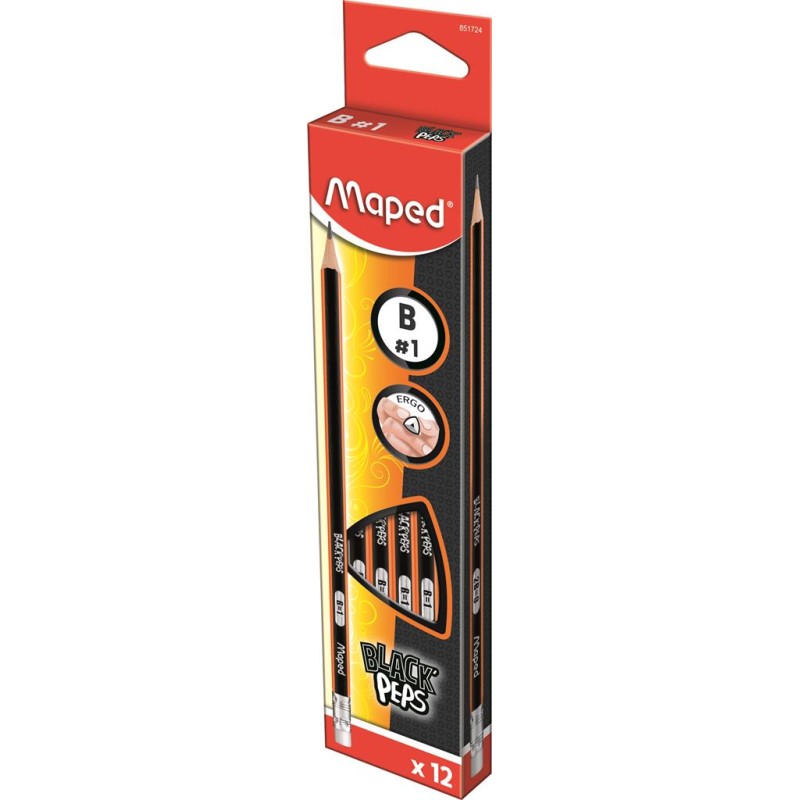 Ołówek Drewniany Z Gumką Blackpeps B Maped 851724