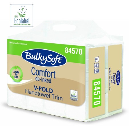 Ręczniki Składane Bulkysoft Comfort V-Fold 2W Celuloza Białe (12X250)