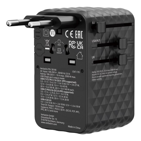 Uniwersalny Zasilacz Podróżny Verbatim Charge 'N' Travel 170 W