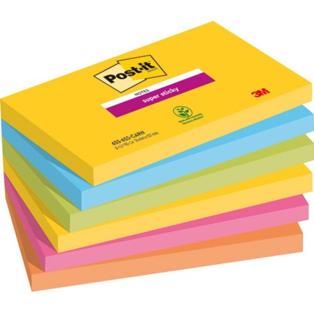 Karteczki Post-It Super Sticky 76X127Mm Mix Kolor (6X90)