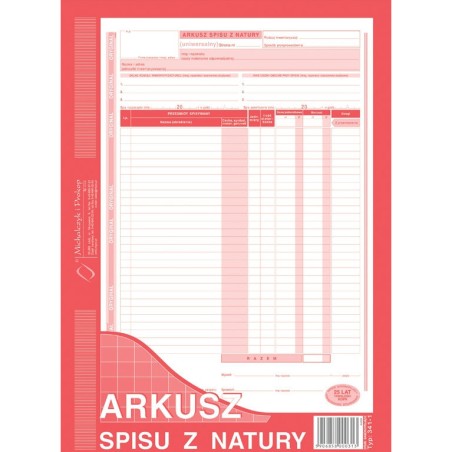 Arkusz Spisu Z Natury A4 (O+1K)