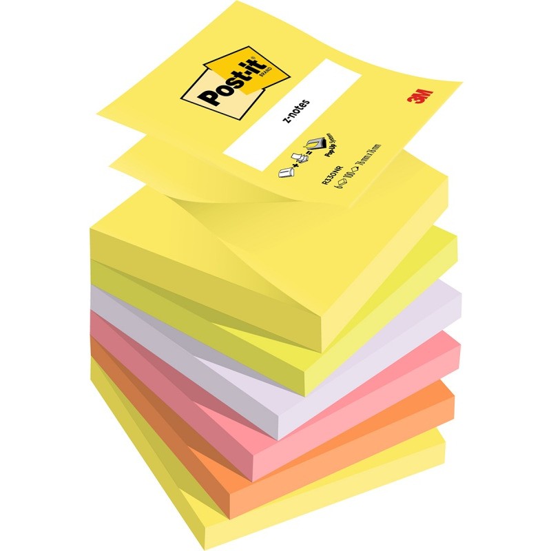 Karteczki Post-It Z-Notes 76X76Mm (R330Nr) Mix Kolorów (6X100)