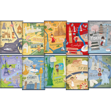Zeszyt Top 2000 Cities Of The World A5 16K 70G Mix Linia Podwójna Kolorowa 400157889