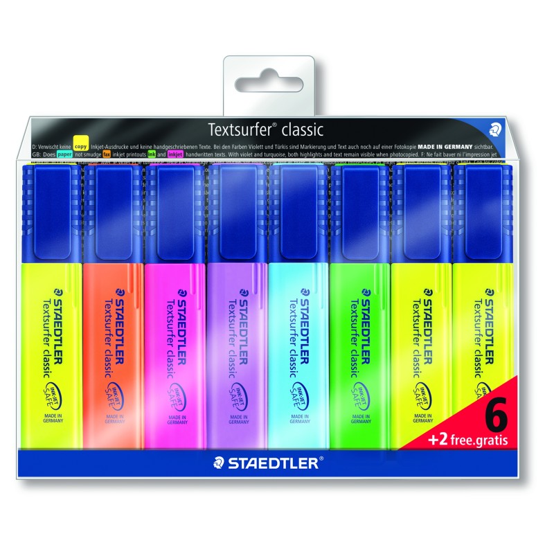 Zakreślacz Textsurfer Classic,  6+2 Kol. (1, 23, 4, 6, 3, 5) W Etui, Staedtler S 364 Wp8 A