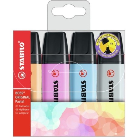 Zakreslacz Stabilo Boss Pastel Etui 4 Szt Nowe Kolory 70/4-4