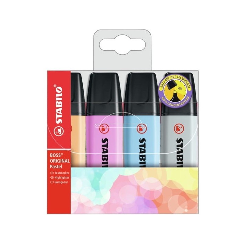 Zakreslacz Stabilo Boss Pastel Etui 4 Szt Nowe Kolory 70/4-4