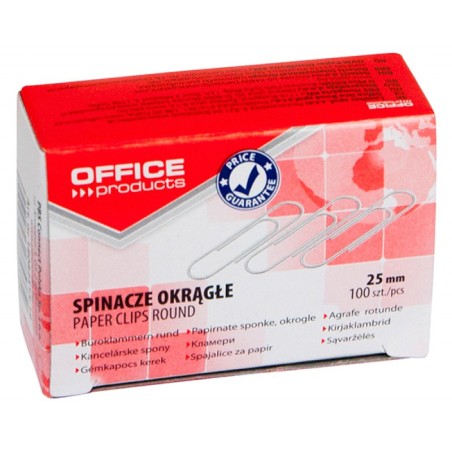Spinacze Okrągłe Office Products, 25Mm, 100Szt., Srebrne 18082515-19