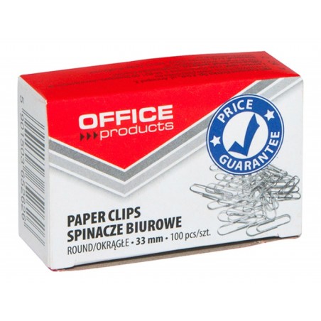 Spinacze Okrągłe , 33Mm, 100Szt., Srebrne, Typu Office Products 18083315-19