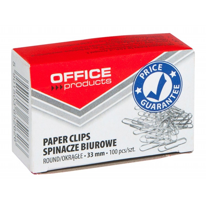 Spinacze Okrągłe , 33Mm, 100Szt., Srebrne, Typu Office Products 18083315-19