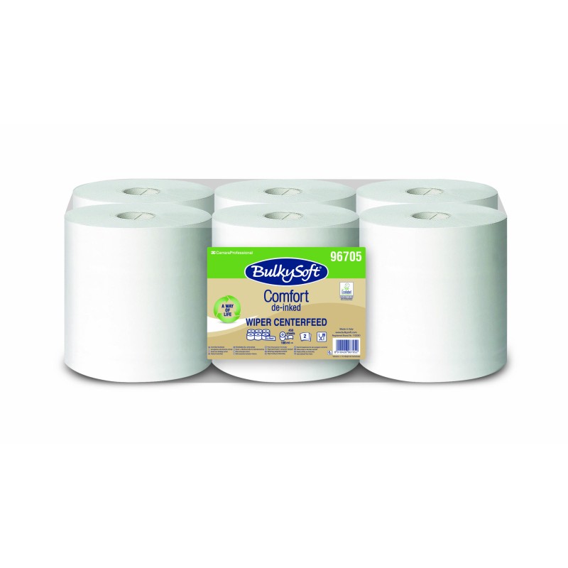 Ręcznik W Roli Midi Centralnego Dozowania Comfort De-Inked (6Rolek) Biały, Celuloza, 2W, 108M, 96705 Bulkysoft