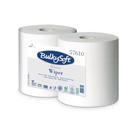 Czyściwo Papierowe Bulkysoft Premium, 2 Warstwy, Kolor Biały, Celuloza, Długość 300M, Idealne Do Szyb, (2 Szt.) 57610